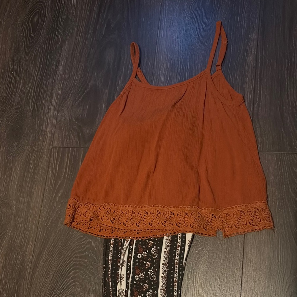 art class Rust/Cinnamon Crochet-Hem Girls' Camisole Top